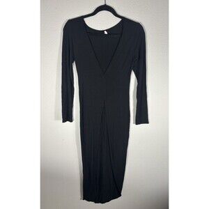 Poetry Women’s Long Sleeve Deep V Neck High Slit Long Tunic Top Dress Size Small